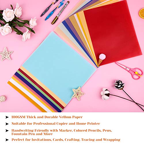 Cridoz 9-Color Transparent Vellum Paper - 8.5 x 11, Translucent Tracing Paper for Printing & Drawing