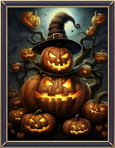 Leczany Cross Stitch Stamped Kit for Beginner - Halloween Pumpkin | DIY Embroidery Starter Patterns Craft Kit Needlepoint for Adults | 11CT, 3 Strands | 13x16.9 inches - color: 11CT Stamped kits,Halloween Pumpkin 13x16.9 inches