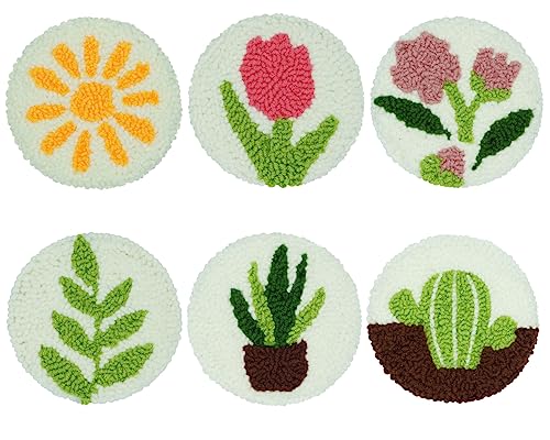 Mefatus Punch Needle Kit for Beginners Adults Easy Punch Needle Embroidery Kit Tool Threader Fabric Hoop Yarn Rug Tufting - color: Plant