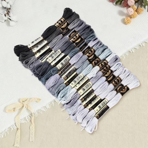 18 Skeins 157.5 Yards Variegated Cross Stitch Floss Colorful Polyester Friendship Bracelet String Gradient 6 Ply Embroidery Thread Bulk for Sewing Making Jewelry Needlecraft Knitting DIY - color: Color Mixing