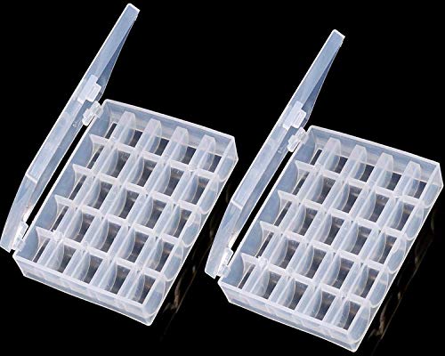 Bobbin Box,Machine Bobbin Organizer Plastic Case,Transparent 25 Slots Empty Bobbins Spools Box，Sewing Craft Plastic Case Storage Box for Sewing Machine - size: 2Pack
