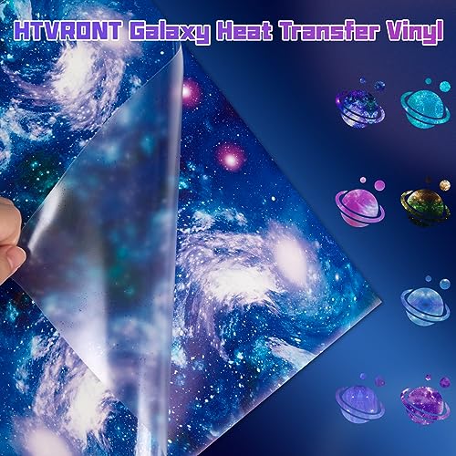 HTVRONT Galaxy Heat Transfer Vinyl, 7 Pack 12x10in Starry Sky Iron on Vinyl - color: Galaxy HTV