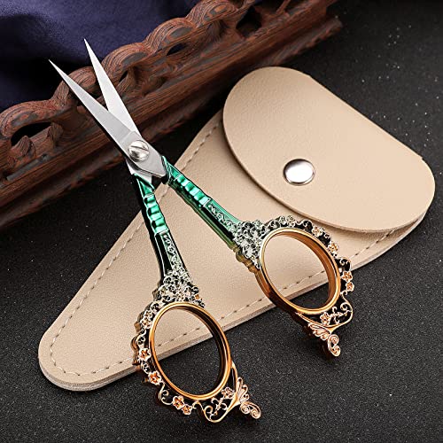 Small Sewing Scissors, Sharp Embroidery Shears - color: Gold Green