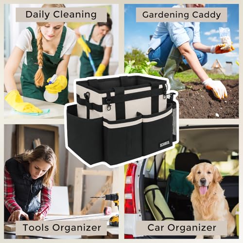 SCAVATA Compact Wearable Cleaning Caddy with Handle & Shoulder Straps - color: CreamWhite