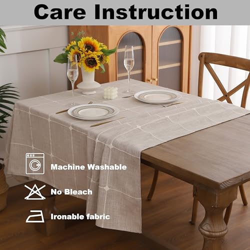 Gernaice Plaid Cotton Linen Rectangle Tablecloth 36“ x 55” Brown - color: Brown, size: 55" x 36" (Rectangular)