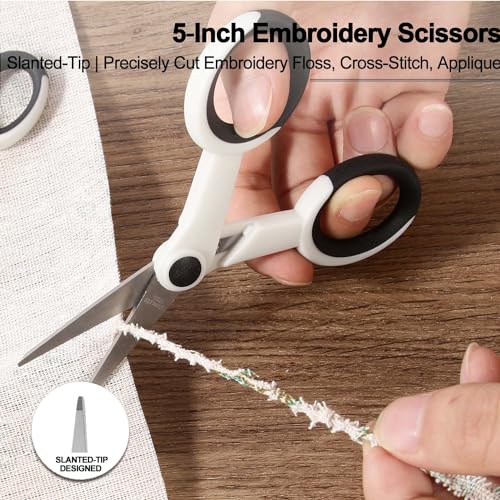 SCAIKTIG Premium Sewing Scissors Bundle, 8" Heavy Duty Fabric, 5" Embroidery, 4" Small Detail Scissors, 5" Thread Snips, Tailoring, Dressmaking, Quilting, Arts&Craft Supplies, White - color: White(8"/5"/5"/4")
