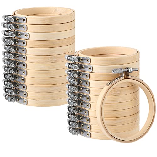 Sawysine 48 Pcs Embroidery Hoop Bulk Tiny Wooden for Cross ,3 Inch