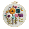 Embroidery Kit for Beginners & Adults Starter Kit, Cross Stitch Kits,DIY Hand Embroidery Needlepoint Set with Hoop, Pre-Printed Fabric, Threads and Instructions (Flower-3) - color: Flower-3