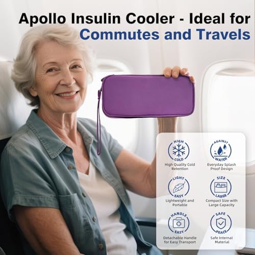 apollo walker Insulin Cooler Travel Case with Ice Packs and Insulation - color: Purple, size: Small