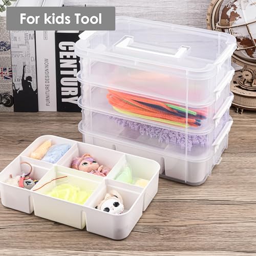 CraftGenes Craft Organizer, 4 Tier Storage Box with Removable Trays, White - color: White