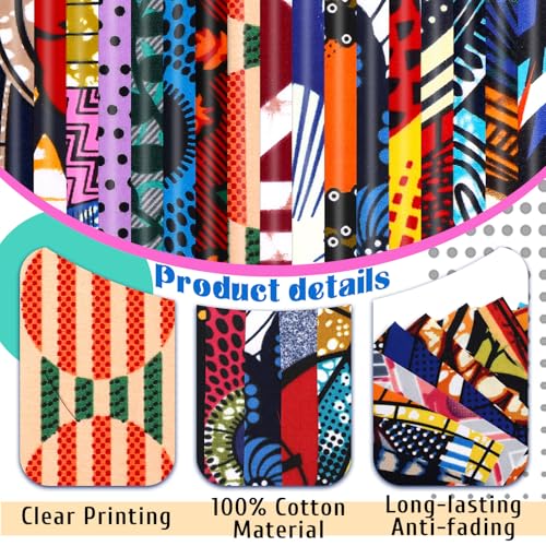 Tatuo 150 Pcs 4 × 4 Inch African Cotton Fabric Squares No Repeat - style: African