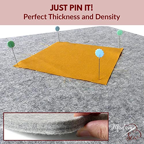 Madam Sew Natural Wool Pressing mat for quilting (17”x13.5”) 100% Wool Felt Ironing Pad | Wool Ironing Mat for quilters,Crisp Seams on Quilt Blocks,Sewing Projects & Embroidery- ironing mat for sewing - size: 17” x 13.5”