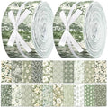 Hosuly 40 Pcs Sage Green Fabric for Quilting 2.55" Floral Jelly Fabric - color: Sage Green Floral