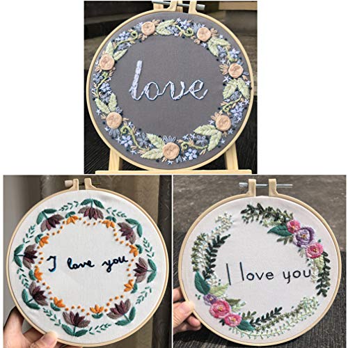 Abillyn 3 Pack Embroidery Starter Kit Love Garland Stamped with Printed Pattern Cross Stitch Embroidery Kits (Garland 3 Pack) - color: Garland 3 Pack