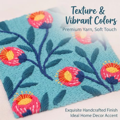 Embroidery Punch Needle kit Frame, Embroidery Starter Kits for Beginner,Punch Needle Fabric with Pattern,Threader, Yarns,Embroidery Hoops & Rug Punch(Lake Blue) - color: Lake blue