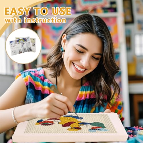 Doodlream Line Female Face DIY Punch Needle Embroidery Kit for Adult Beginner, 9.4" Silhouette Line Face Punch Stitching Craft Set for Starter with Frame, Fabric Pattern, Threader, Yarn, Pinch Needle - color: Line Female Face