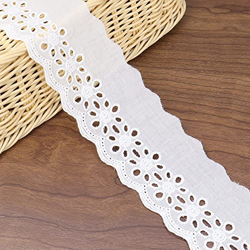 Eyelet Lace Trim 7 Yards White Cotton Lace Ribbon Embroidery Scalloped Lace for Sewing, Baby Clothes, Pets Clothes - color: 5#