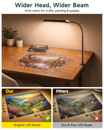 CUHIOY Desk Lamp with Clamp, 27" Flexible Goose-Neck Light for Craft Sewing