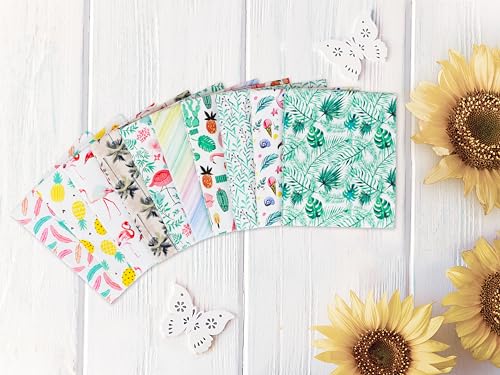 Craftido -25 Options- 100% Cotton Quilting Fabric Bundles 10pcs Fat Quarters 18”x21”-Medium Weight 5.2 oz- Soft Cotton for Quilting, Sewing Project, Patchwork, DIY Crafts – Tropical Flamingo - color: Tropical Flamingo