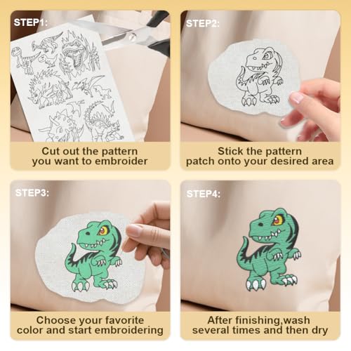 38Pcs Fierce Dinosaur Water Soluble Sewing Stabilizers