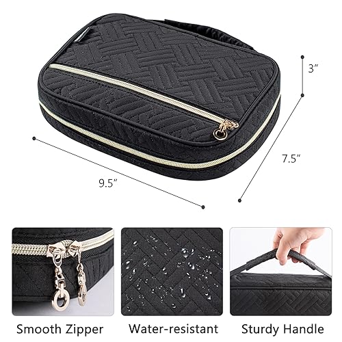 MYBAGZING Crochet Hook Case, Quilted Organizer for Crochet Hooks up to 8" - color: Black