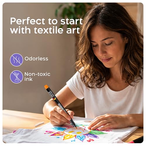 Zenacolor - 20 Fabric Markers Permanent for Clothes - Fine Point