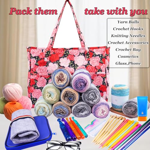 Hobekoee Crochet Bag Organizer Yarn Storage Organizer - color: Red
