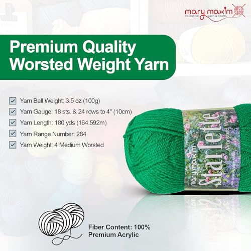 Mary Maxim Starlette Yarn, Soft Acrylic Yarn, 3.5 OZ,180 Yards,Grass Green - color: Grass Green