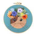 Mozzyyee Embroidery Starter kit, DIY Adult Beginner Embroidery Kits, Including Cloth with Cat Patterns, Colored Threads, Needles, Hoops and Instructions (Blue) - color: Blue