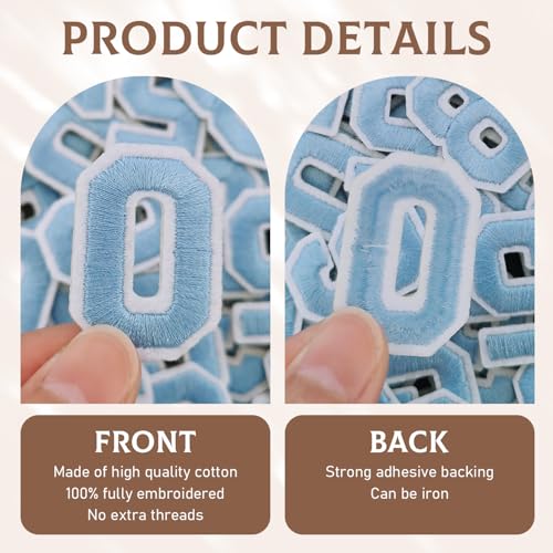 50 Pcs Iron on Numbers Patches for Tote Bags Hats Clothing Light Blue - color: Light Blue, size: Numbers Only