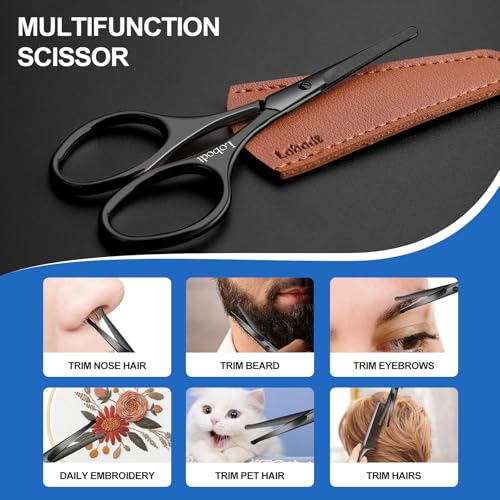 4.1" Nose & Beard Scissors, Safety Rounded Tip, Black - color: Black