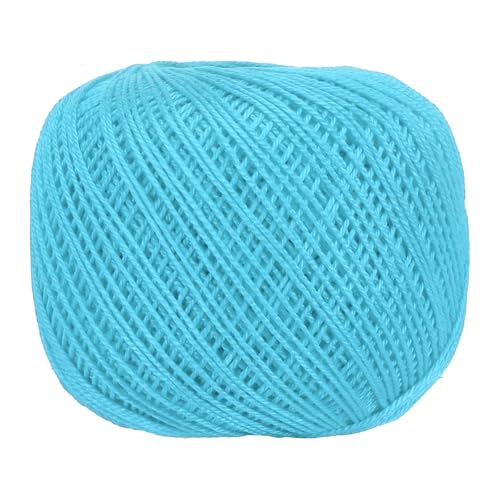 MECCANIXITY Crochet Thread Pearl Cotton Size 3 Lake Blue 164 Yards for Crocheting Tatting Knitting Embroidery Sewing - color: Lake Blue