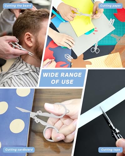 6 Pcs Folding Scissors, Stainless Steel Folding Small Portable Travel Scissors for Craft, Camping, Office, School, Outdoor