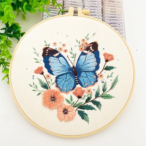 Silentsea Blue Butterfly Embroidery Kit for Adults - color: Butterfly