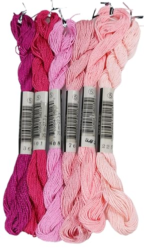 KCS 150 Meters(162 Yards) Mercerized Pearl Cotton Crochet Needlepoint Thread,Size 5,6 skeins,Mixed Color 08 - color: 6color08, size: 6 skeins