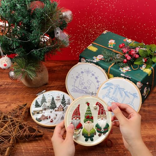 KerrDtbb Christmas Embroidery Kit, DIY Hand Embroidery Kit (A) - style: A