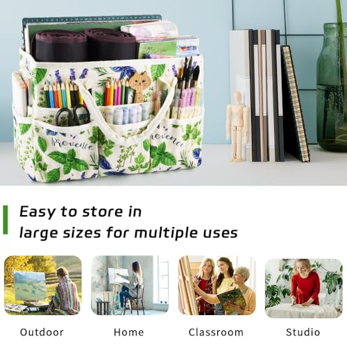 Craft Organizer Tote Bag with Multiple Pockets,Scrapbooking Art Storage - color: Spearmint
