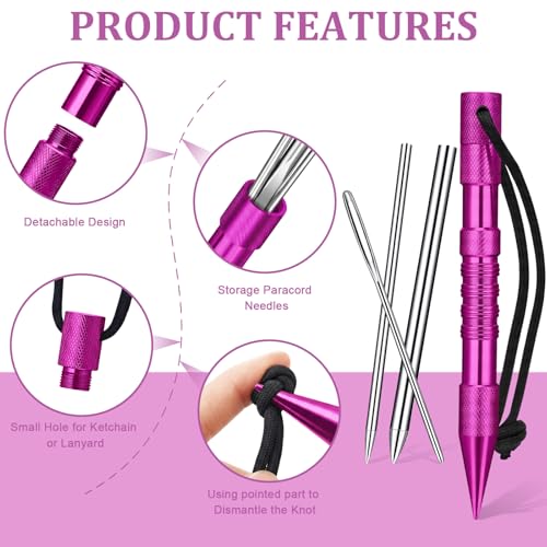 Ferraycle 12 Pcs Paracord FID Set Stainless Steel Needles,Pink - style: Pink