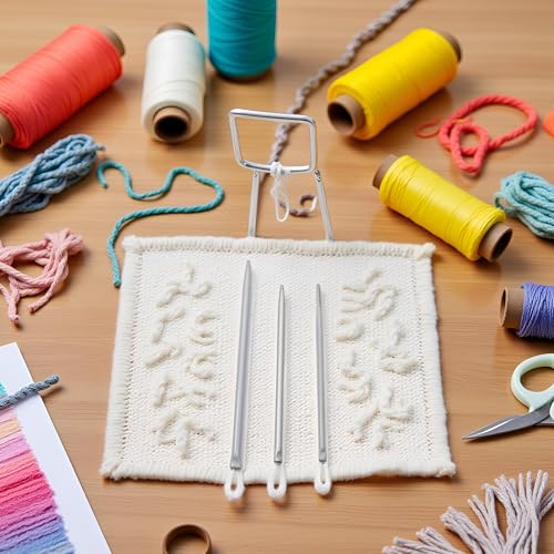 3Pcs Silver Nylon Wire Rope Threader Needle Big Eye Knitting Needle Weave for Sewing and Fabric Art Craft Accessory Yarn Needle Large Eye,Needle Threaders,Fit to Different Settings,Needlepoint