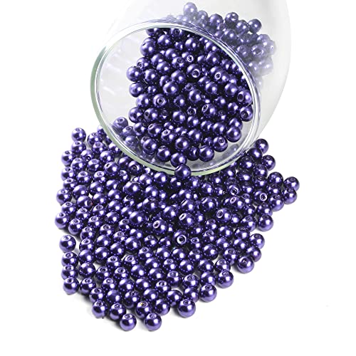 YouLuo 200Pcs Glass Pearl Beads for Jewelry Making,Glass Beads for Bracelet - color: Amethyst Purple, 10mm