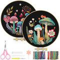 TINDTOP 2 Pack Embroidery Kit for Adult, Embroidery DIY Starter Kit - color: Mushroom A
