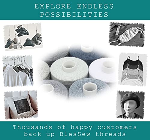BlesSew Gray Sewing Threads - 10 Large Spools of Polyester Thread for Hand, Quilting & Sewing Machine - Grey Shades Plus Black & White - 1000 Yards Per Spool - color: Gray-Black-White
