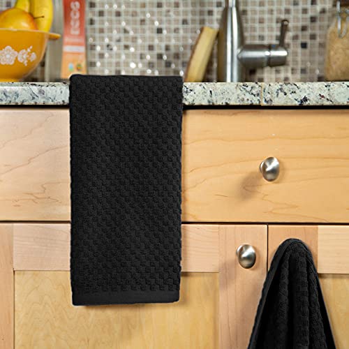 COTTON CRAFT Amazing Kitchen Towels - 8 Pack 100% Cotton Waffle Terry Towel - color: Black, size: 8 Pack