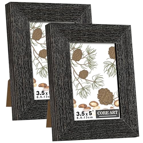 CORE ART 3.5x5 Picture Frame, Solid Wood Rustic Black, 2 Pack - color: Black, size: 3.5x5 - 2 pack