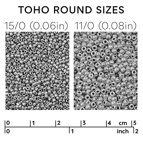 0.35oz Rocailles TOHO Seed Beads 11/0 (2.2 mm), Permanent Finish Galvanized Starlight (#pf557) - color: PermaFinish Starlight PF557 - 11/0