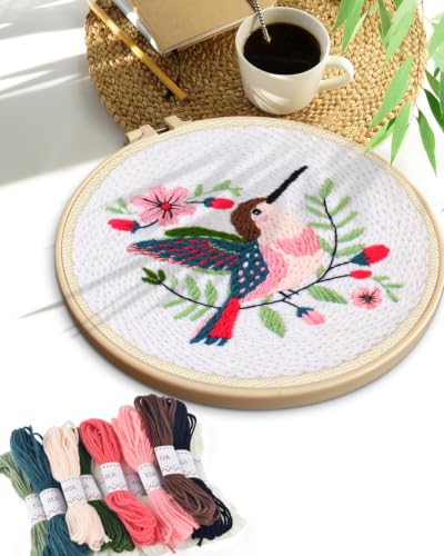 TINDTOP Punch Needle Embroidery Kits, Panda Punch Needle Kits for Adults Beginner, Tool with Punch Needle Fabric, Hoops, Yarns and Sewing Needles (Set D) - color: Set D