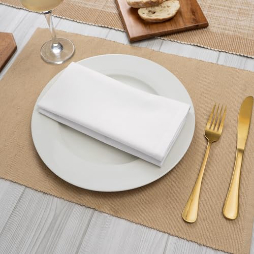 Blue Needles Solid Cloth Napkins 100% Cotton Set of 6-18 x 18 Inches - color: White, size: 18" x 18" (Set of 6)