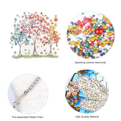 JISHSHAY Tree of Life Diamond Painting Pendant Diamond Art Hanging Ornament Gem Art Window Hanging Gem Painting Wind Chimes Mosaic Kits for Adults Windchimes Embroidery Sun Catchers Window Hangers - color: Tree of Life 1