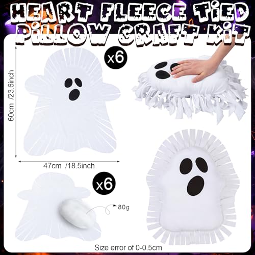 Weysat 6 Sets Halloween Ghost Tied Pillow Craft Kit, No Sew Pillows - style: Ghost