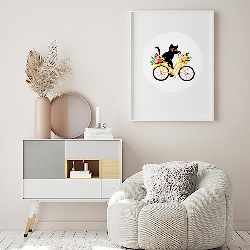 Louise Maelys Cat Bicycle Embroidery Kit for Beginners Floral DIY Craft - color: kit-20